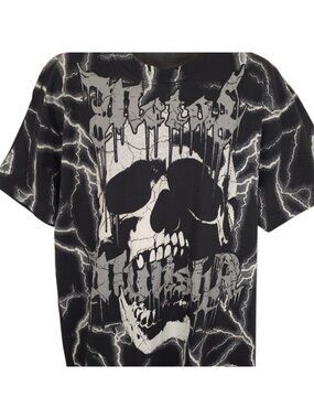 Metal Mulisha T Shirt Mens Size 2XL Black Gray All Over Print Shock Lightning